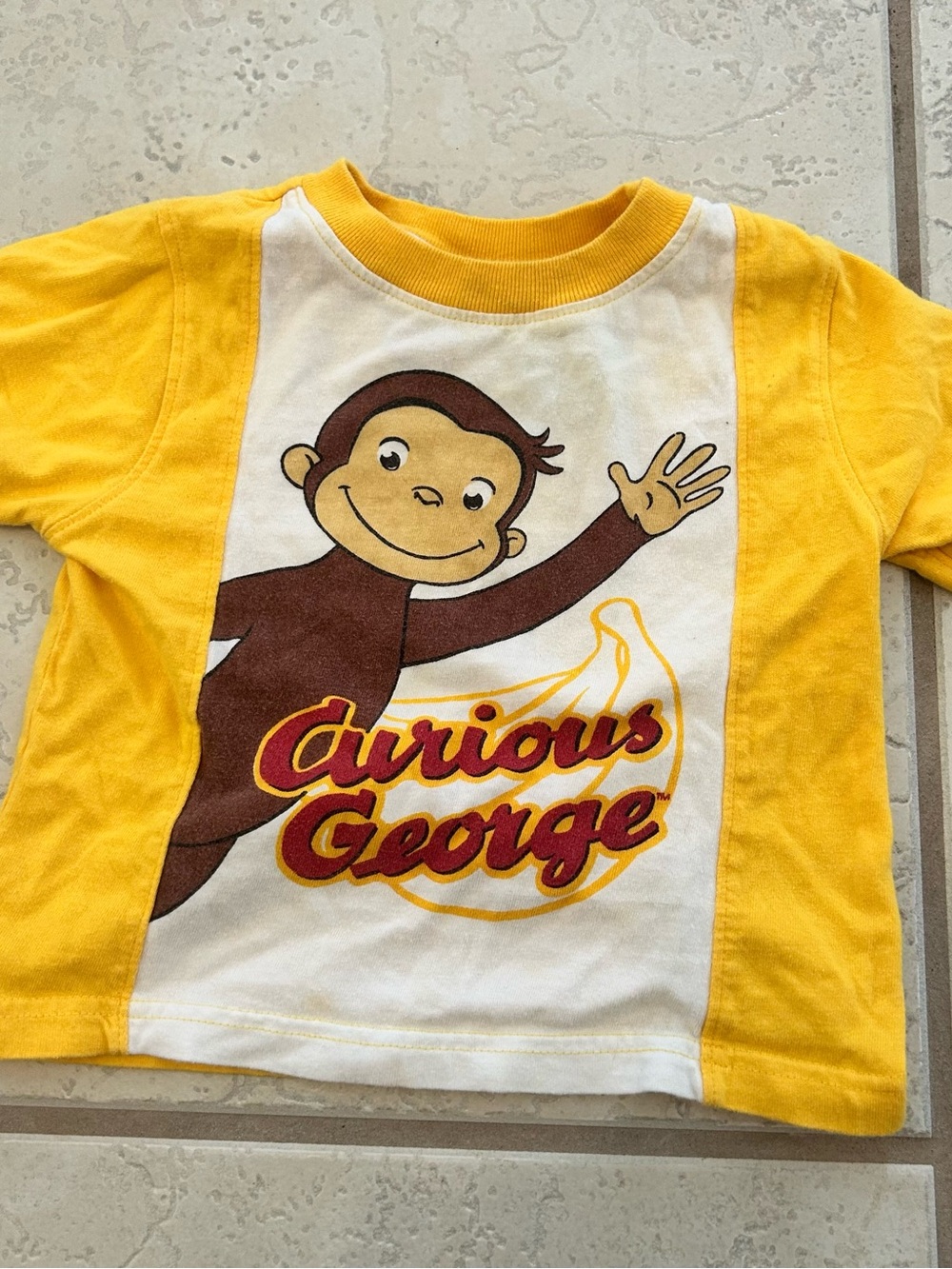 Vintage Y2K Curious George Yellow  Monkey T Shirt Yellow summer 18 months